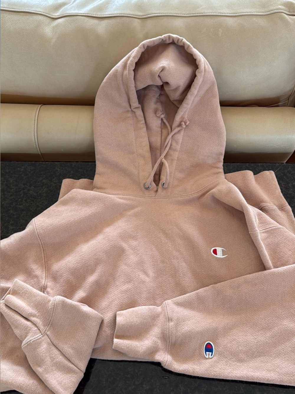 Champion Cropped Hoodie Sweatshirt - Dusty Rose
